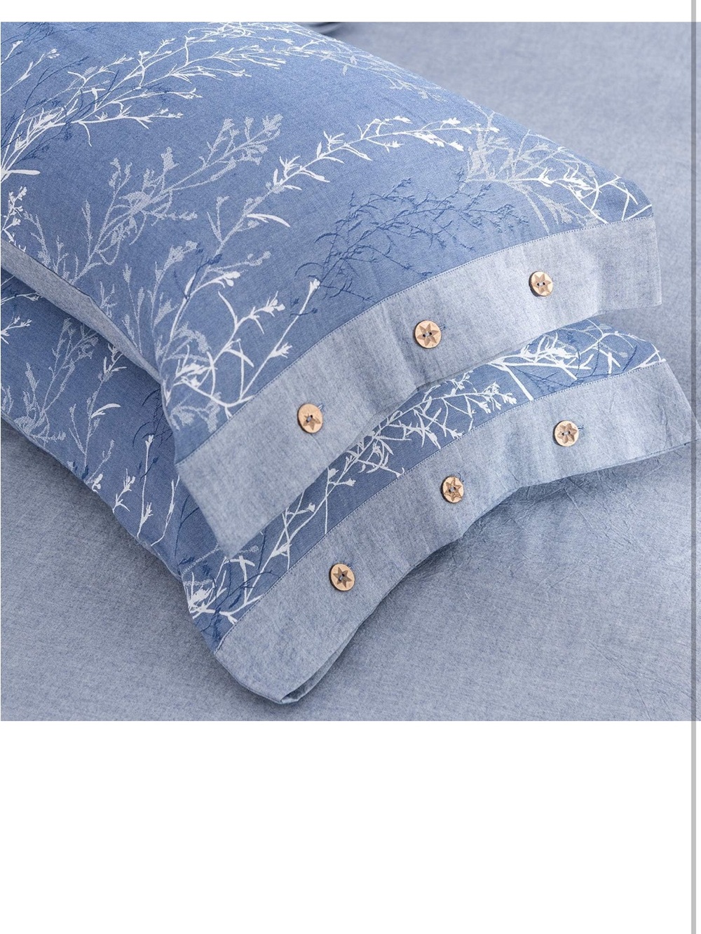 NEW OREISE Duvet Cover Set, Washed Cotton Yarn, Jacquard Blue and White (King) - Picture 6 of 7